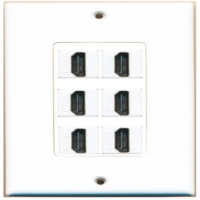 RiteAV 6 Port HDMI Wall Plate Oversized Jumbo MIDI