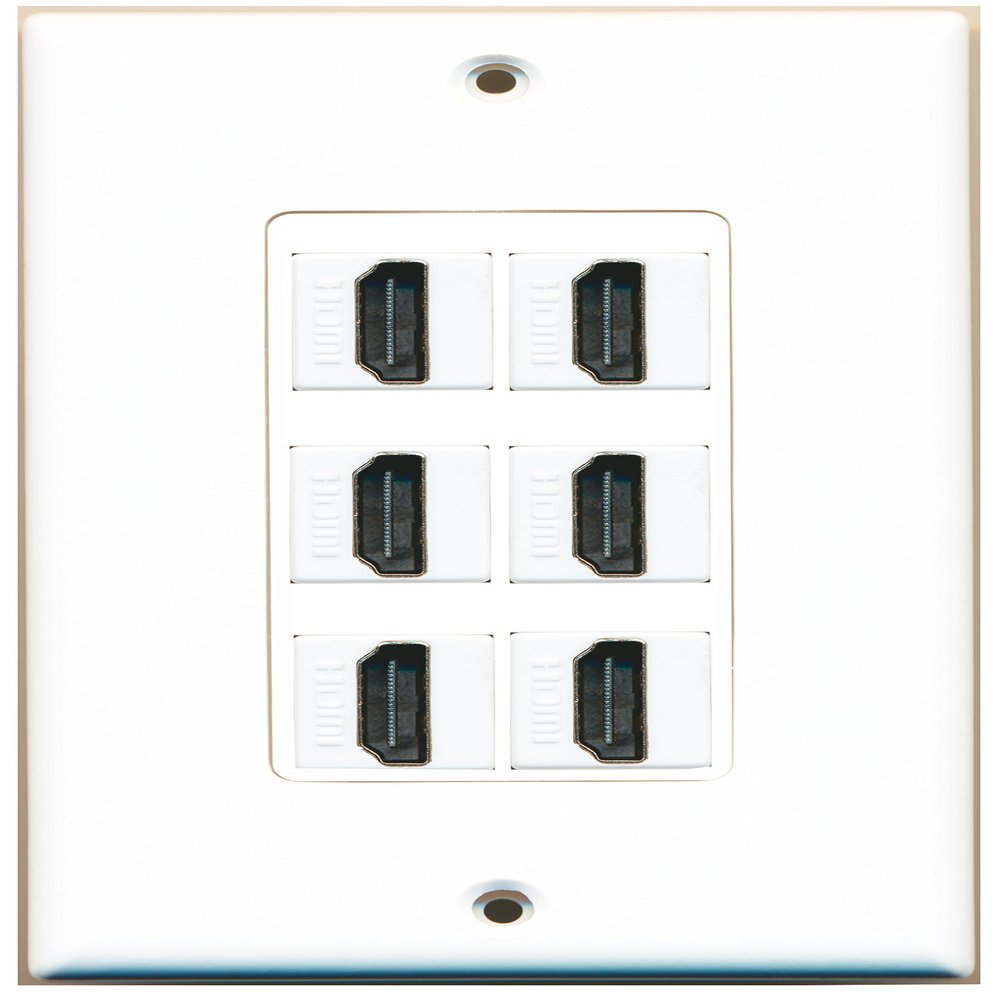 RiteAV 6 Port HDMI Wall Plate Oversized Jumbo MIDI