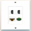 RiteAV 2 Port HDMI 1 Port RCA Green 1 Port Cat6 Ethernet White Wall Plate Oversized Jumbo MIDI view 1