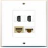 RiteAV 2 Port HDMI 1 Port Phone RJ11 RJ12 Beige 1 Port Cat6 Ethernet White Wall Plate Oversized Jumbo MIDI view 1