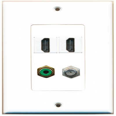 RiteAV 2 Port HDMI 1 Port RCA Green 1 Port Coax Cable TV- F-Type Wall Plate Oversized Jumbo MIDI