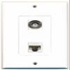 RiteAV 1 Port BNC 1 Port Cat5e Ethernet White Wall Plate Oversized Jumbo MIDI White view 1