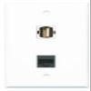 RiteAV - 1 Port USB A-A 1 Port Phone RJ11 RJ12 Black Wall Plate - Bracket Included view 1