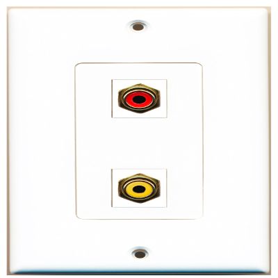 RiteAV 1 Port RCA Red 1 Port RCA Yellow Wall Plate Oversized Jumbo MIDI White