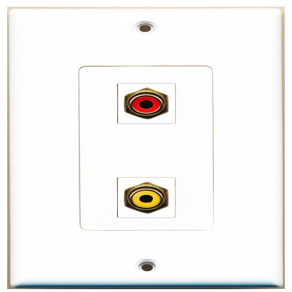 RiteAV 1 Port RCA Red 1 Port RCA Yellow Wall Plate Oversized Jumbo MIDI White