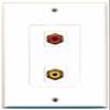 RiteAV 1 Port RCA Red 1 Port RCA Yellow Wall Plate Oversized Jumbo MIDI White view 1