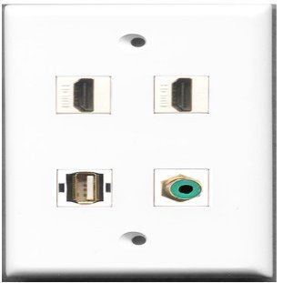 RiteAV - 2 Port HDMI 1 Port RCA Green 1 Port USB A-A Wall Plate