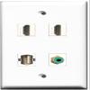 RiteAV - 2 Port HDMI 1 Port RCA Green 1 Port USB A-A Wall Plate view 1