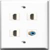 RiteAV - 3 Port HDMI 1 Port RCA Blue Wall Plate view 1