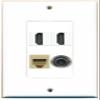 RiteAV 2 Port HDMI 1 Port Phone RJ11 RJ12 Beige 1 Port 3.5mm Wall Plate Oversized Jumbo MIDI view 1