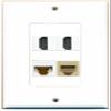 RiteAV 2 Port HDMI 1 Port Phone RJ11 RJ12 Beige 1 Port Cat6 Ethernet White Wall Plate Oversized Jumbo MIDI view 1