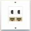 RiteAV 2 Port HDMI 2 Port Phone RJ11 RJ12 Beige Wall Plate Oversized Jumbo MIDI view 1