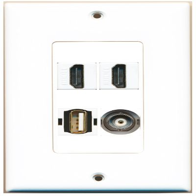 RiteAV 2 Port HDMI 1 Port USB A-A 1 Port BNC Wall Plate Oversized Jumbo MIDI