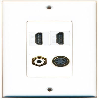 RiteAV 2 Port HDMI 1 Port RCA White 1 Port S-Video Wall Plate Oversized Jumbo MIDI