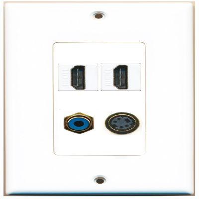 RiteAV 2 Port HDMI 1 Port RCA Blue 1 Port S-Video Wall Plate Oversized Jumbo MIDI