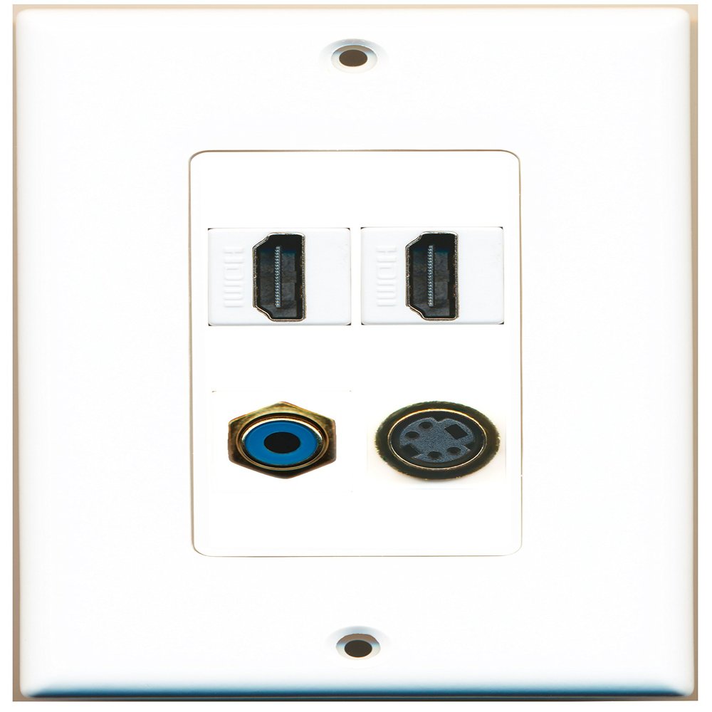 RiteAV 2 Port HDMI 1 Port RCA Blue 1 Port S-Video Wall Plate Oversized Jumbo MIDI