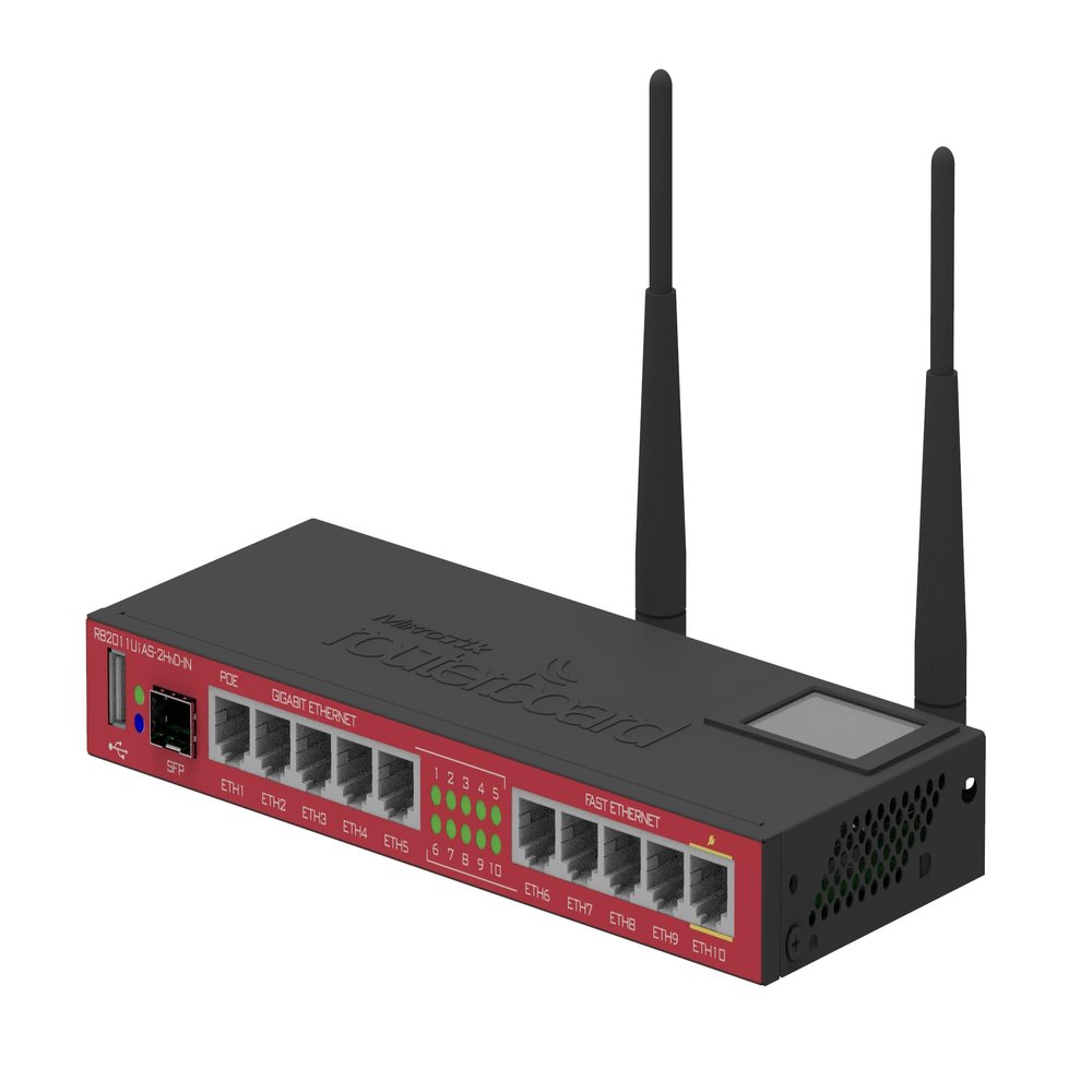 Mikrotik RouterBOARD RB2011UiAS-2HnD-IN Wireless Router 2.4GHz 10-Ports 802.11b/g/n