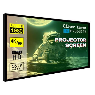 Silver Ticket Products STR Series 6 Piece Home Theater Fixed Frame 4K / 8K Ultra HD, HDTV, HDR & Active 3D Movie Projection Screen, 16:10 Format, 93" Diagonal, White Material STR-161093