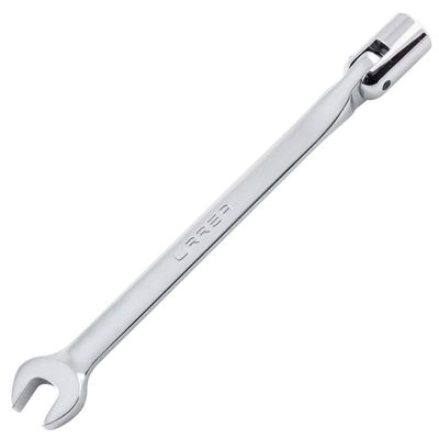 URREA 12-Point Flex Head Socket Wrench - 7/16" Flexible Head Combination Wrench with Ratchet Box End & Fixed Open End - 1270-14