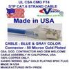 100 Ft STP Cat.6 550MHz (Blue Color) Patch Cable, Made in USA, Cat6 High Performance STP Cat6 Patch Cable - UL CSA CMG FT4 and 100% Copper. 24Awg, 50u" Gold Plating view 1