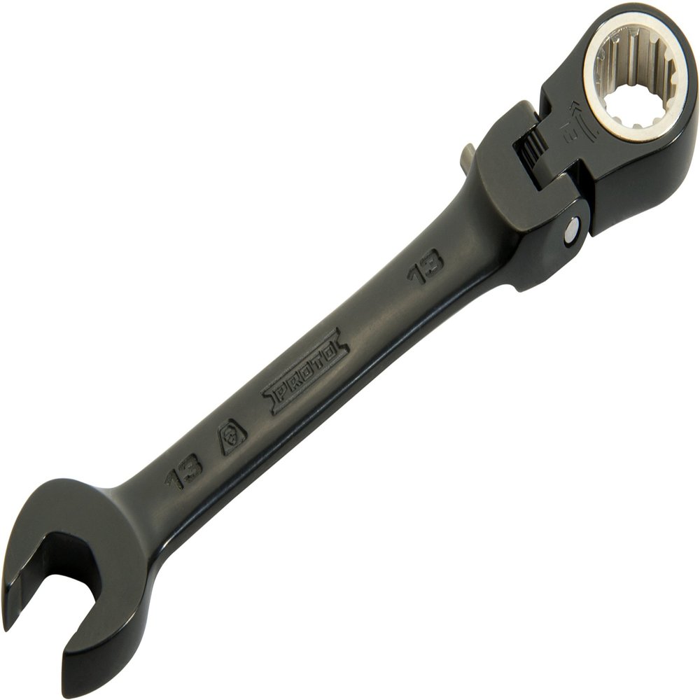 BLK CHRM Combo Locking Flex-Head Ratchet Wrench 3/8"-Spline