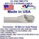 0.5 Ft STP Cat.6 550MHz (Gray Color) Patch Cable, Made in USA, Cat6 High Performance STP Cat6 Patch Cable - UL CSA CMG FT4 and 100% Copper. 24Awg, 50u" Gold Plating