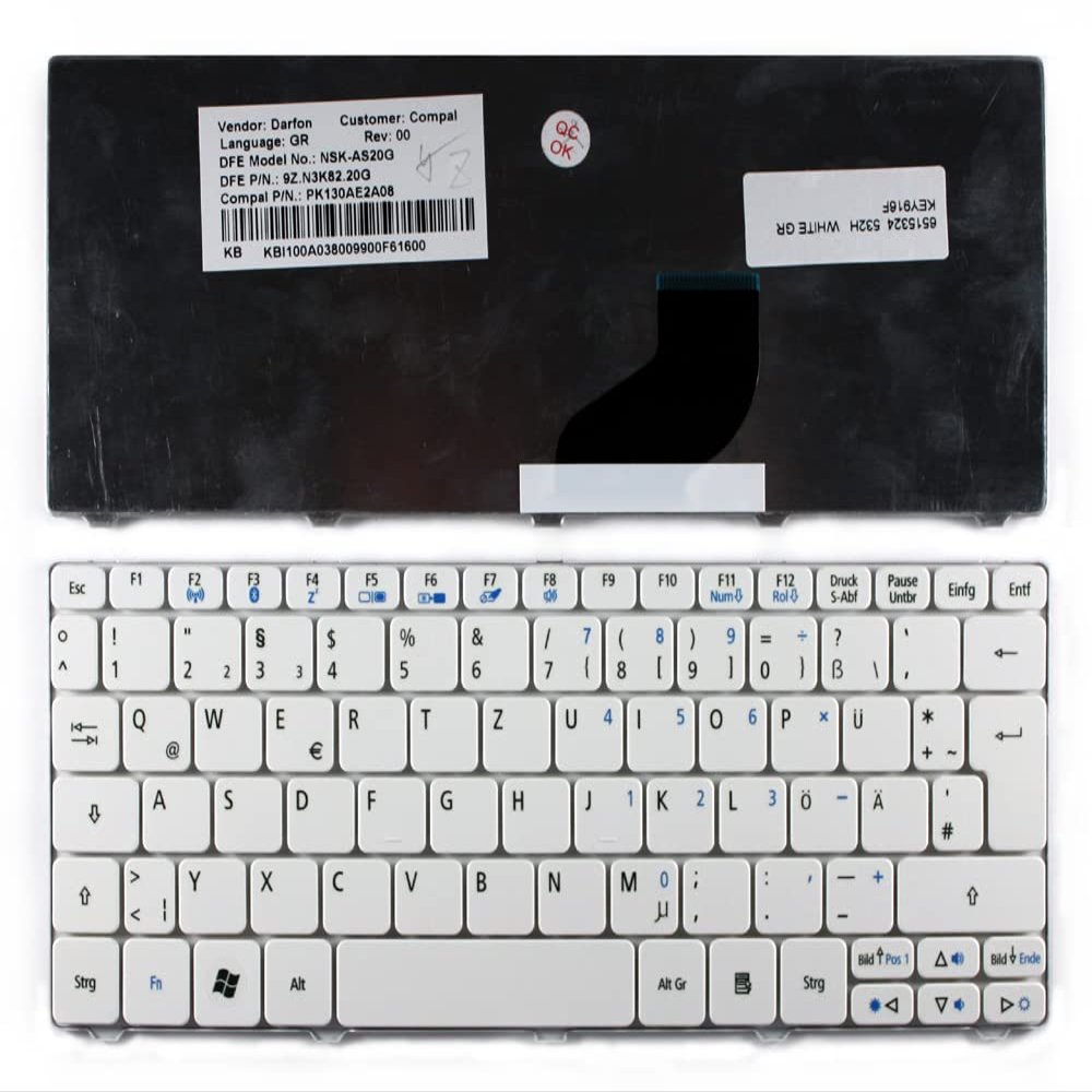 Power4Laptops German Layout White Replacement Laptop Keyboard Compatible with Gateway LT2114u
