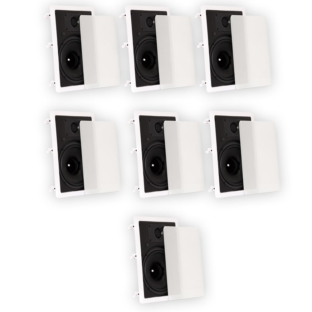 Theater Solutions TS80W in Wall 8" Speakers Surround Sound Home Theater 7 Speaker Set