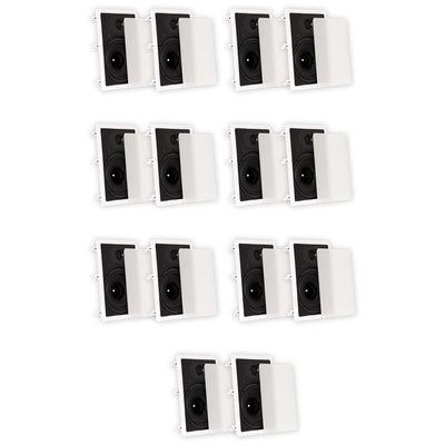 TS80W Flush Mount In Wall Speakers with 8" Woofers Home Theater 7 Pair Pack