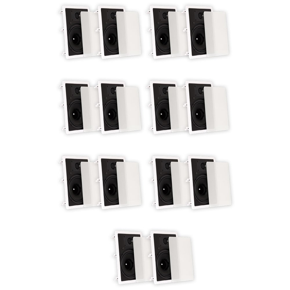 TS80W Flush Mount In Wall Speakers with 8" Woofers Home Theater 7 Pair Pack