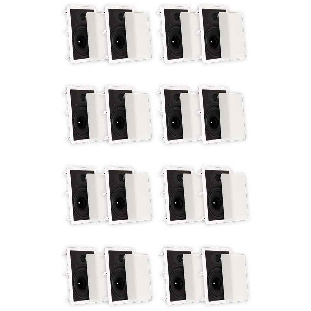 TS80W Flush Mount In Wall Speakers with 8" Woofers Home Theater 8 Pair Pack