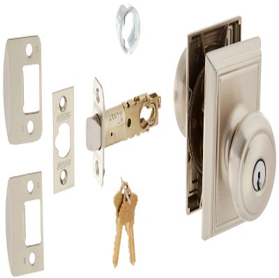 Schlage Lock Company F51AAND619ADD F51A Andover 619 ADD Addison Deco Rose Entry Door Lock Satin Nickel