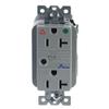 Hubbell Wiring Systems IG8362GYSA SpikeShield Circuit Guard Hospital Grade Isolated Ground Surge Suppression Duplex Receptacle with Light and Alarm, 125V AC, 60Hz, 20A, 2 Pole, 3 Wire, Gray view 1