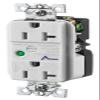 Hubbell HBL5362OWSA Spike Shield Circuit Guard Specification Grade Surge Suppression Duplex Receptacle with Light and Alarm, 125V AC, 60Hz, 20A, 2 Pole, 3 Wire, Office White view 1