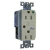 Hubbell HBL8262ISA Spike Shield Circuit Guard Hospital Grade Surge Suppression Duplex Receptacle with Light and Alarm, 125V AC, 60Hz, 15A, 2 Pole, 3 Wire, Ivory view 1