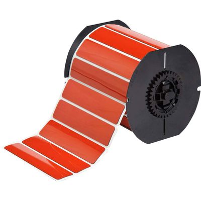 Brady - B30EP-174-593-RD - B30 Series Raised Panel Polyester Labels, 1 H x 4 W, Roll of 300 Labels, Red