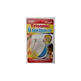 Trisonic 6" Modular Wall Phone Line Cord Ivory #TS-801-2 Pack