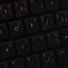 French Belgian Keyboard Decals ON Transparent Background with Blue, Orange, RED, White OR Yellow Lettering (14X14) (Red) view 4