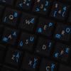 French BPO Keyboard Decals ON Transparent Background with Blue, Orange, RED, White OR Yellow Lettering (14X14) (Blue) view 1