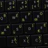 French BPO Keyboard Decals ON Transparent Background with Blue, Orange, RED, White OR Yellow Lettering (14X14) (Yellow) view 1