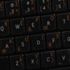 French BPO Keyboard Decals ON Transparent Background with Blue, Orange, RED, White OR Yellow Lettering (14X14) (Orange) view 4