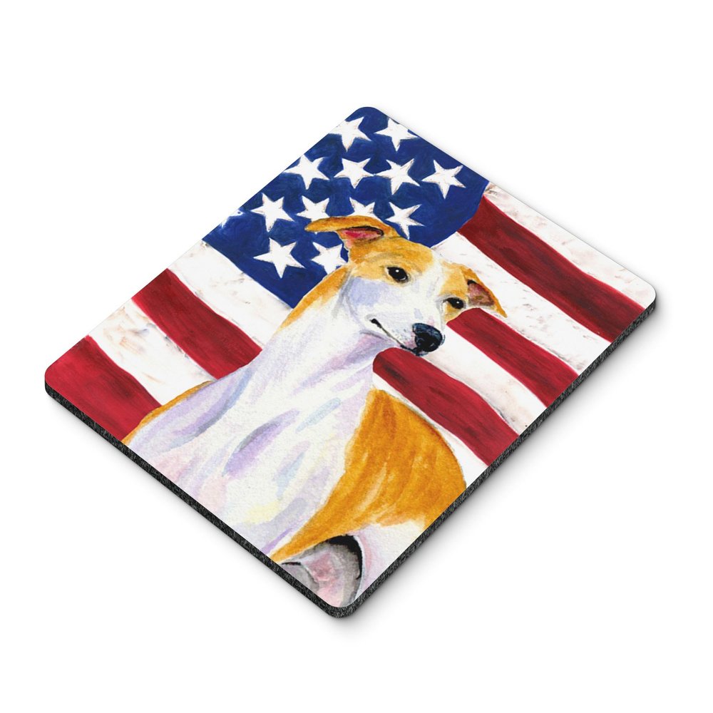 Caroline's Treasures SS4246MP USA American Flag with Whippet Mouse Pad, Hot Pad or Trivet for Home Office Gaming Working Computers Laptop Mouse Mat,Washable Large Mousepad
