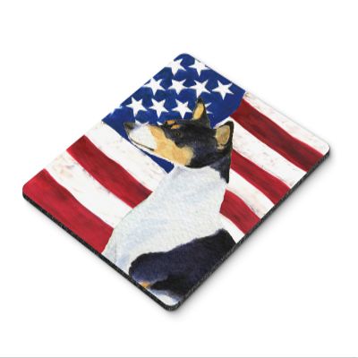 Caroline's Treasures SS4041MP USA American Flag with Basenji Mouse Pad, Hot Pad or Trivet for Home Office Gaming Working Computers Laptop Mouse Mat,Washable Large Mousepad