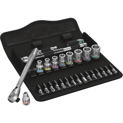 WERA 05004021001 8100 SA 11 Zyklop Imperial Metal Ratchet Set with Switch Lever, 28 Piece, 1/4" Drive