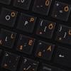 Hungarian Keyboard Decals ON Transparent Background with Blue, Orange, RED, White OR Yellow Lettering (14X14) (Orange) view 1