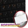 Norwegian Keyboard Decals ON Transparent Background with Blue, Orange, RED, White OR Yellow Lettering (14X14) (Orange) view 1