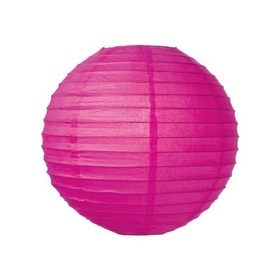 Luna Bazaar Premium Decorative Paper Lantern - (Single, 20-Inch, Fuchsia Pink, Parallel Ribbing) Round Paper Lantern - Ideal Wedding and Party Decor or Home Accent, Lighting Optional