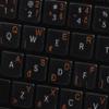 Slovak Keyboard Decals ON Transparent Background with Blue, Orange, RED, White OR Yellow Lettering (14X14) (Orange) view 4