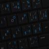Slovak Keyboard Decals ON Transparent Background with Blue, Orange, RED, White OR Yellow Lettering (14X14) (Blue) view 4