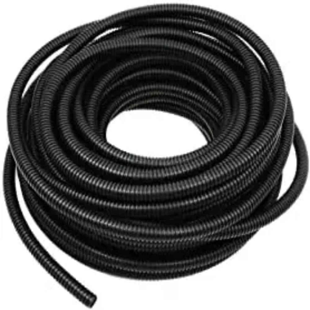 1/4" X 100 ft Split Wire Loom Flex-Guard Convoluted Tubing Protective Split Cable Sleeves for Automotive Home Industrial Electrical Wires Chemical Resistant Cable Conduit Black